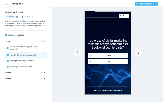 (SP) Choosing slides published course