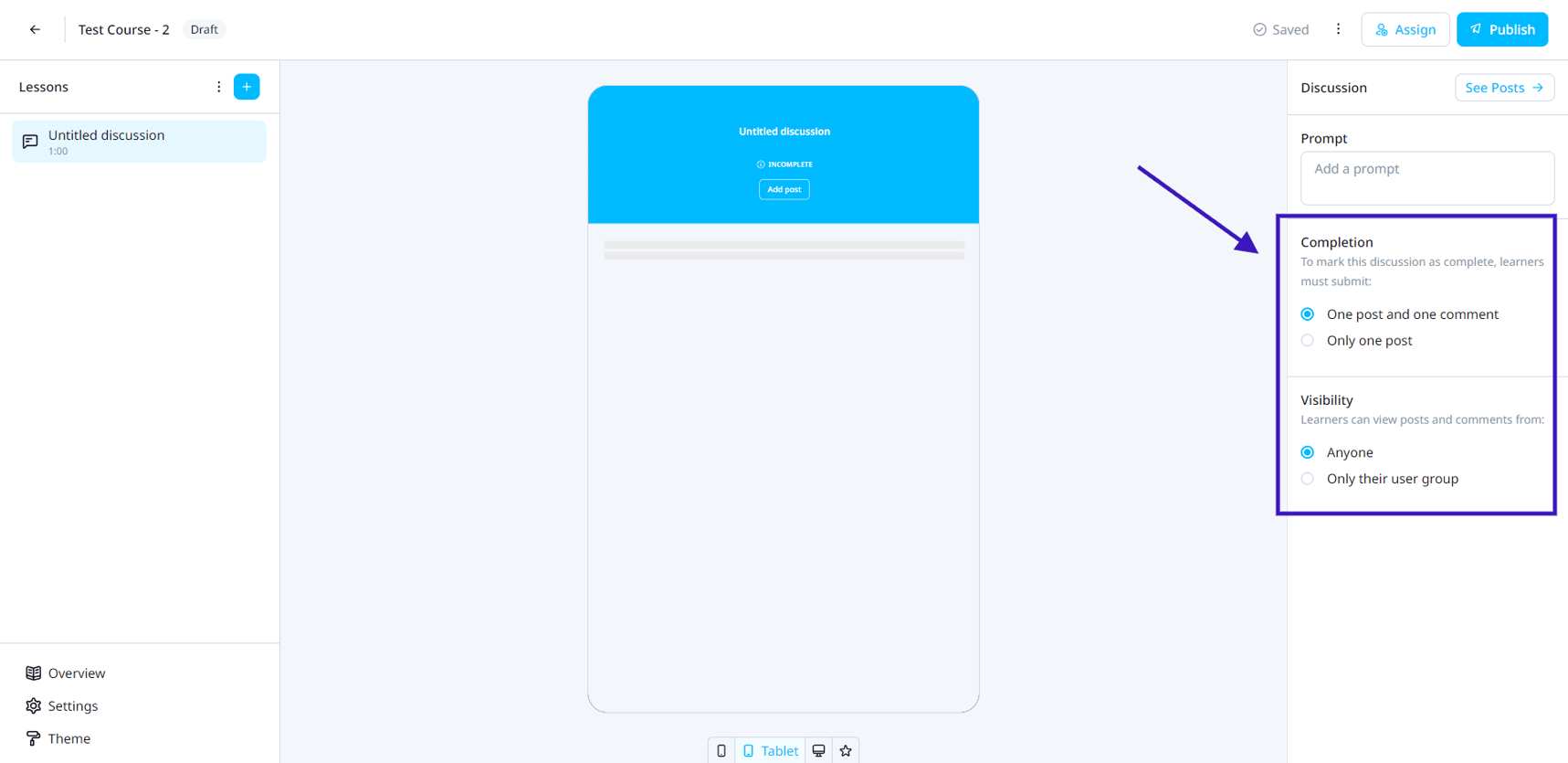 Discussions Feature