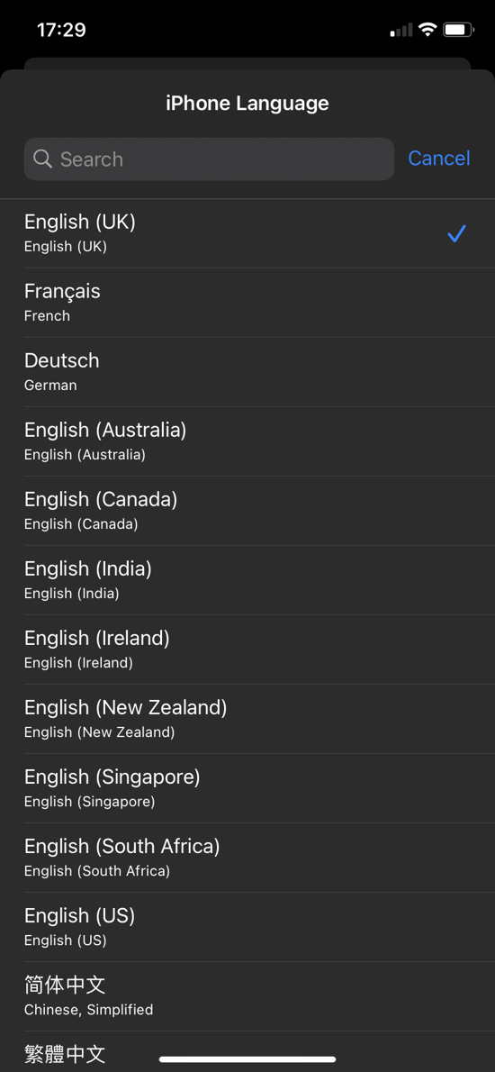 Changing the language on your device