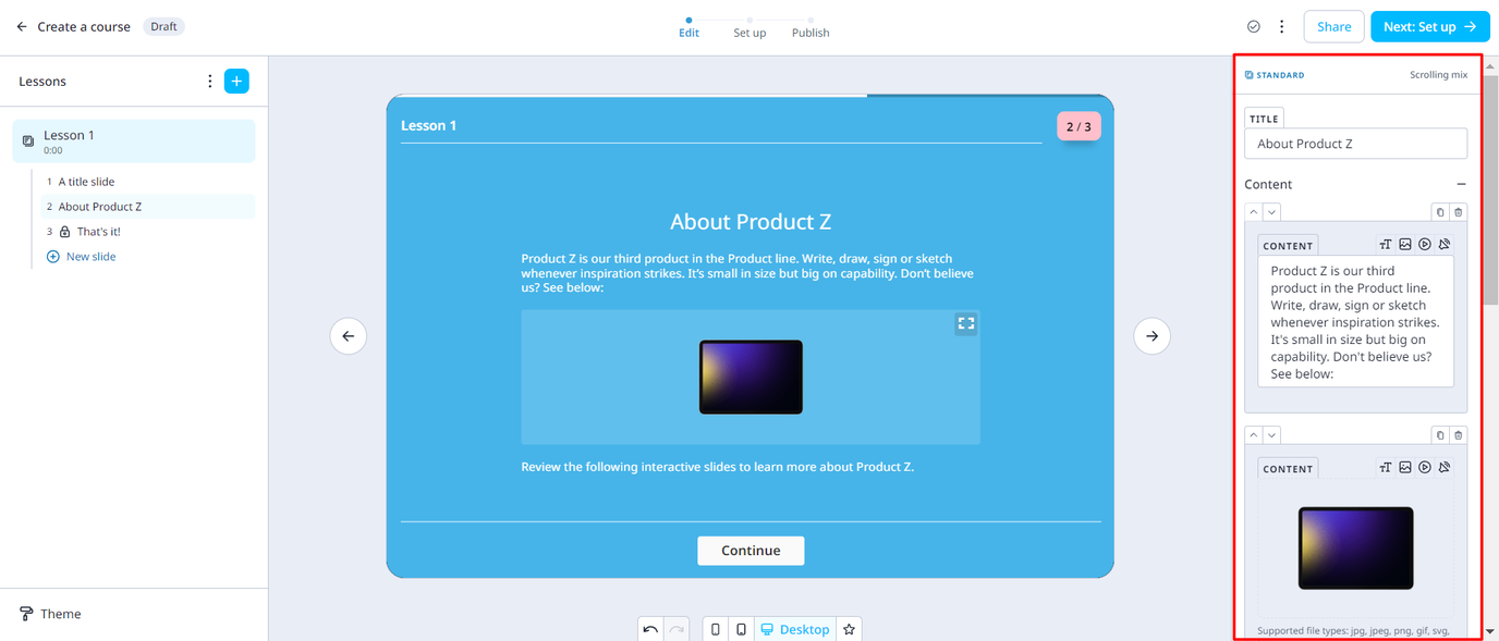 Create a Course/Lesson