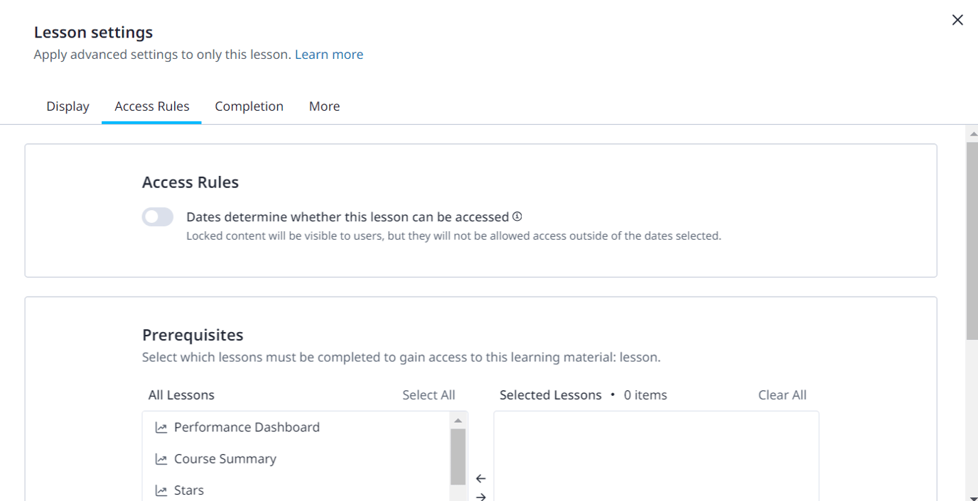 Lesson Settings